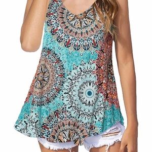 Spaghetti Strap Tank Top Flowy Sexy V Neck Summer Sleeveless Shirt Blouse